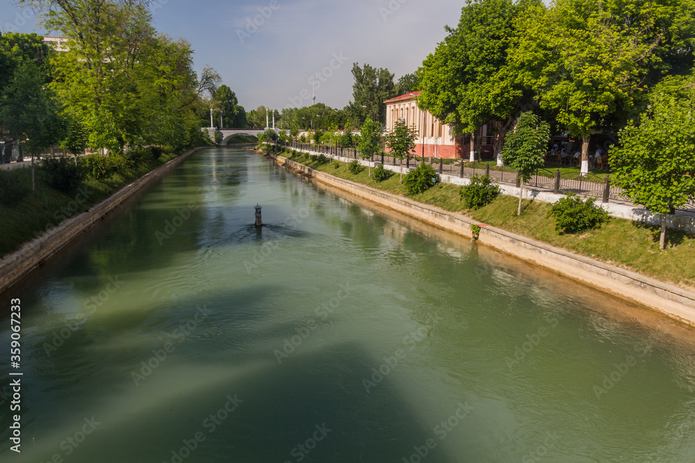Ankhor canal in the center of Tashkent, Uzbekistan