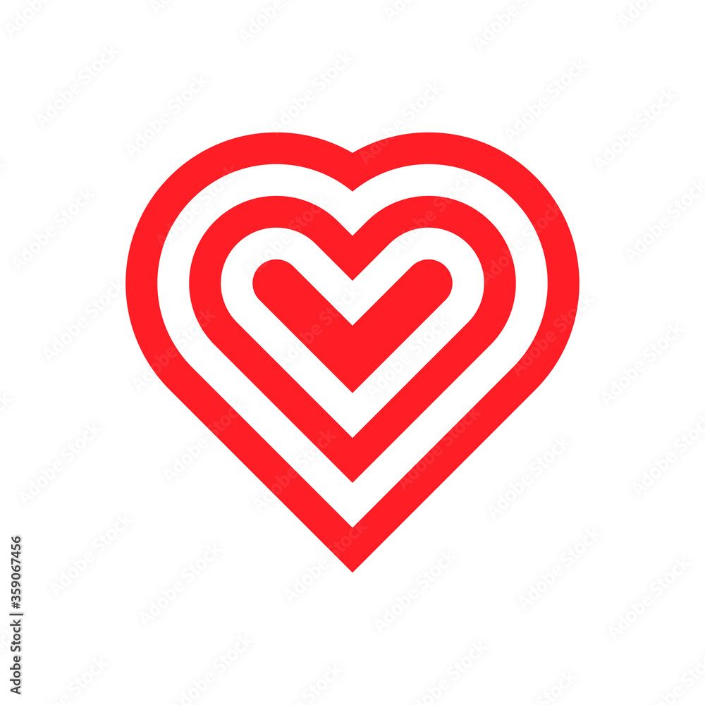 Red And White Heart Shape Logo Romantic Love Valentines Day Icon