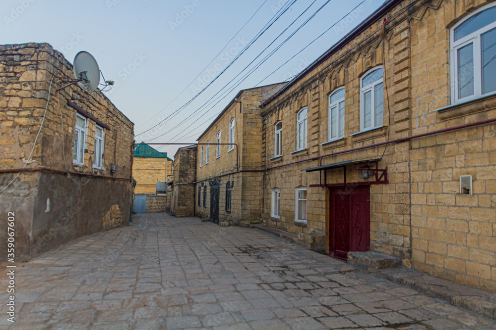 Narrow street in the old town of Derbent in the Republic of Dagestan, Russia