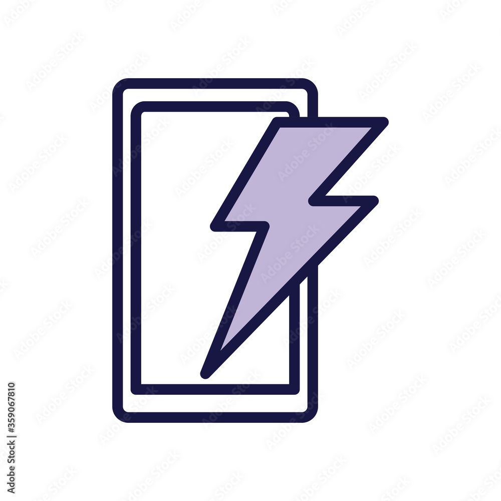 smartphone device with power ray line style icon smartphone device with power ray line style icon