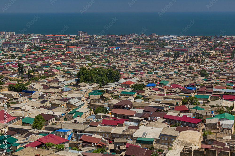 Fototapeta premium Aerial view of Derbent in the Republic of Dagestan, Russia