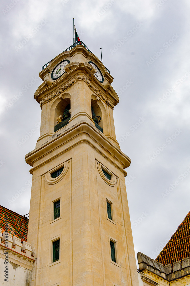 Clock tower of the University of Coimbra,  one of the oldest universities in the world. UNESCO World Heritage site.