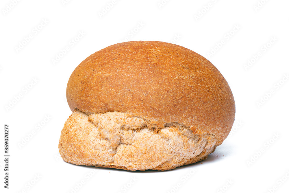 fresh fragrant home bread with baked top on white background fresh fragrant home bread with baked top on white background