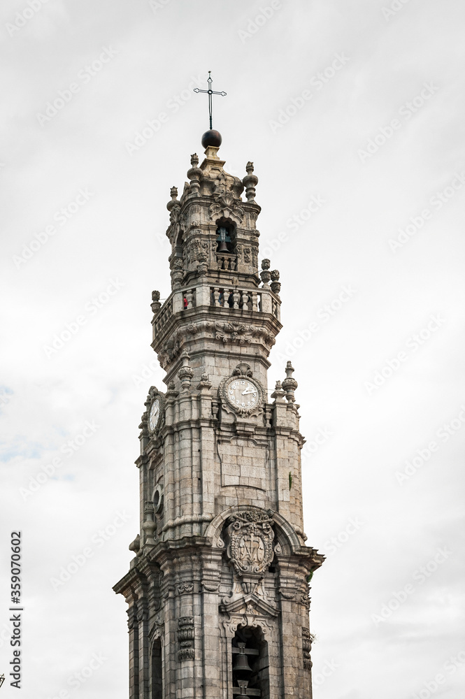 It's Bell tower of the Clerigos Church (Church of the Clergymen), a Baroque church in the city of Porto, in Portugal It's Bell tower of the Clerigos Church (Church of the Clergymen), a Baroque church in the city of Porto, in Portugal