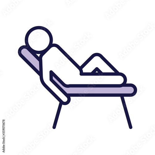 human figure avatar on beach chair line style icon