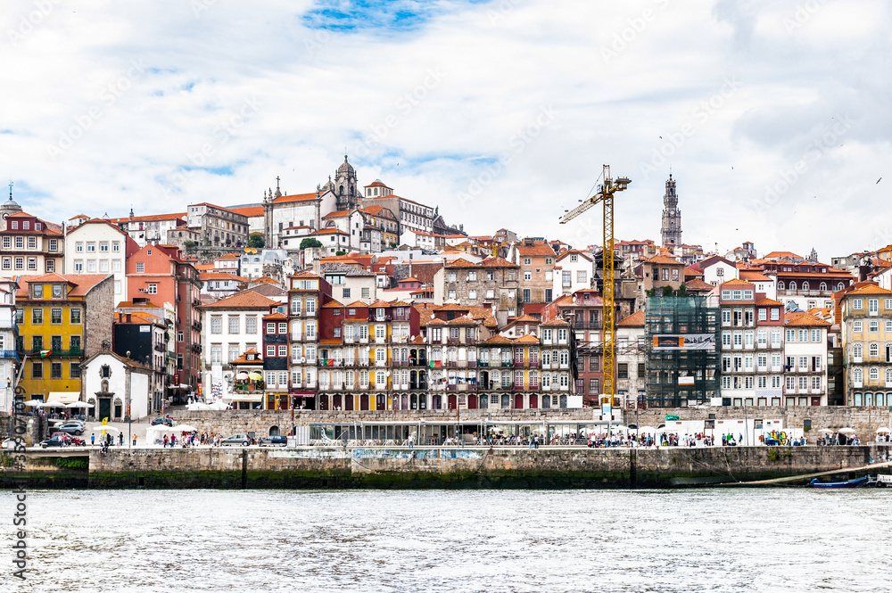 It's Ribeira Quarter, Valley Douro, traditional sight, UNESCO World Heriatge site. View from the River Douro, one of the major rivers of the Iberian Peninsula (2157 m)