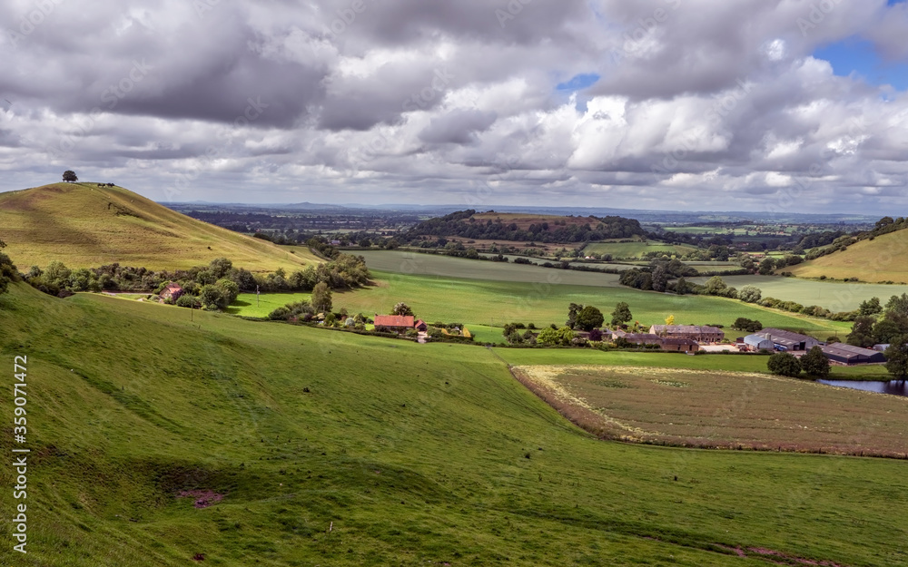 View towards Cadbury Castle - Bronze and Iron Age Hillfort in Somerset in England View towards Cadbury Castle - Bronze and Iron Age Hillfort in Somerset in England