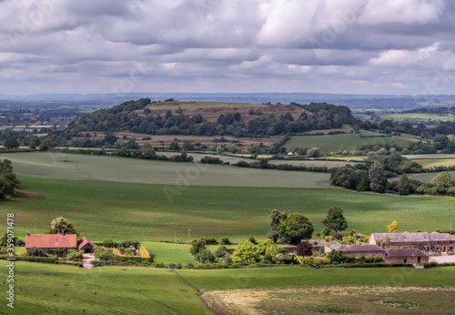 View towards Cadbury Castle - Bronze and Iron Age Hillfort in Somerset in England