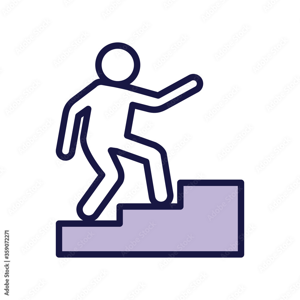 human figure avatar in stairs line style icon