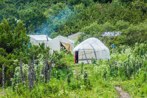 Yurt camp near Ala Kul lake in Kyrgyzstan © Matyas Rehak