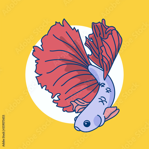 Siamese Fighting Fish. Betta Splendens hand drawn.