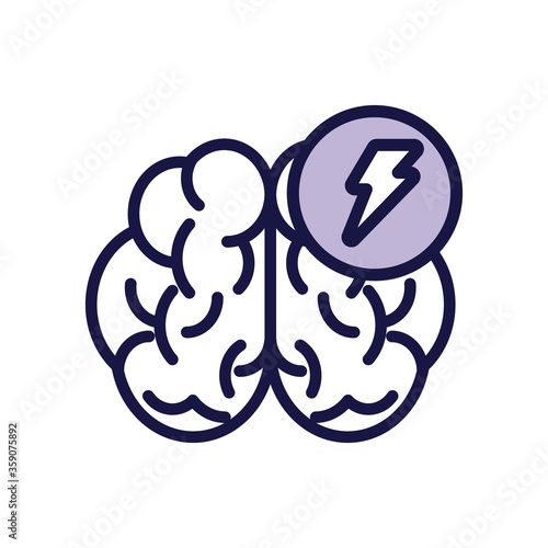brain human with power ray line style icon