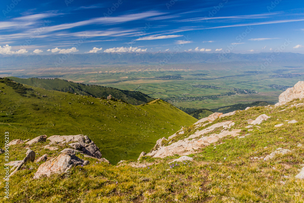 View into a lowlands near Issyk Kul lake, Kyrgyzstan