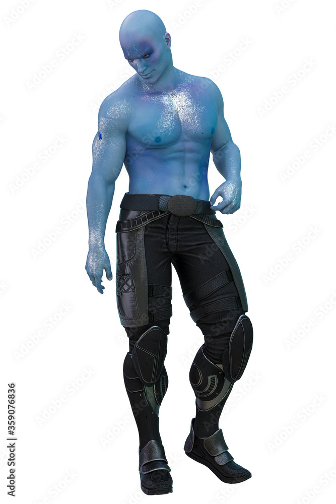 Scifi Alien Man with Blue Skin, 3D Illustration, 3D rendering Scifi Alien Man with Blue Skin, 3D Illustration, 3D rendering