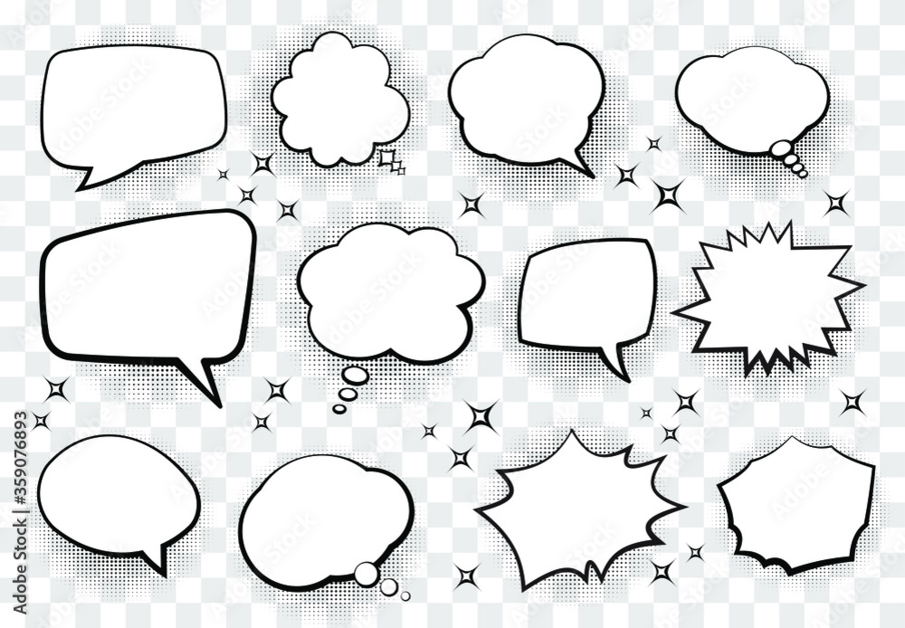 Obraz premium Set of comic style speech bubbles for your design. Vector illustration.