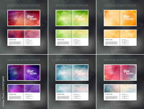 Set of vector brochure, booklet, presentation design templates with soft colorful geometric backgrounds