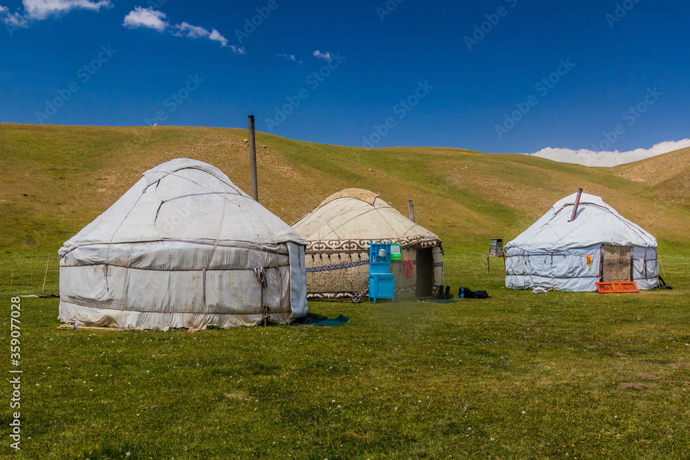 Yurt camp near Song Kul lake, Kyrgyzstan