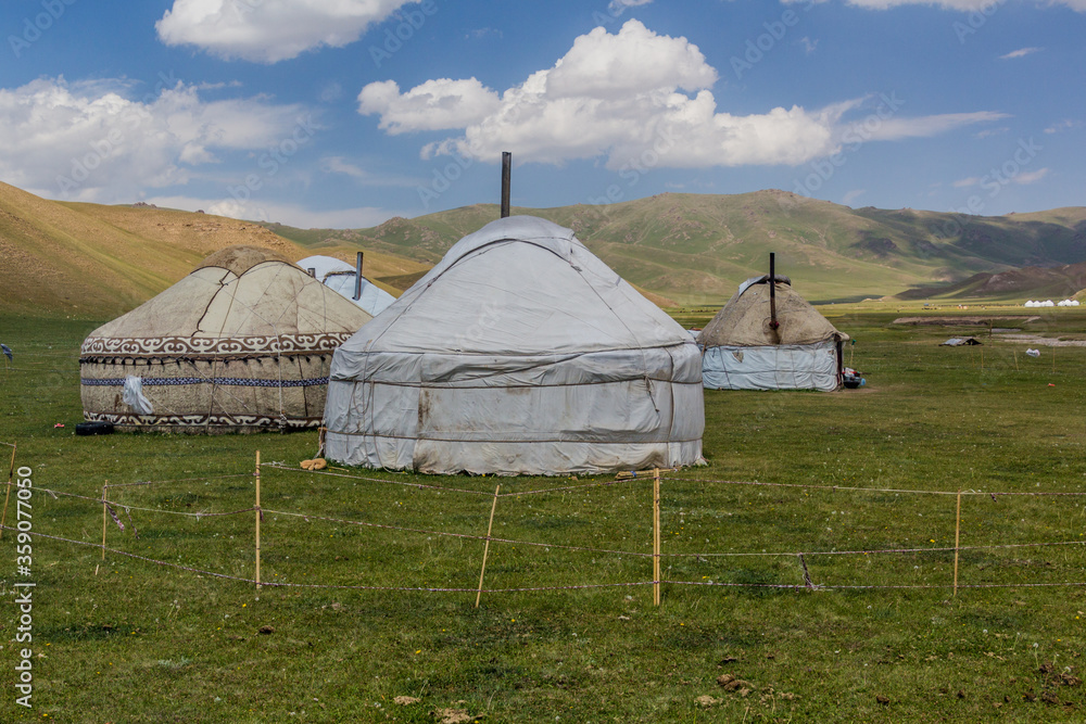 Yurt camp near Song Kul lake, Kyrgyzstan