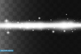 Abstract white laser beam. Transparent isolated on black background. Vector illustration.the lighting effect.floodlight directional