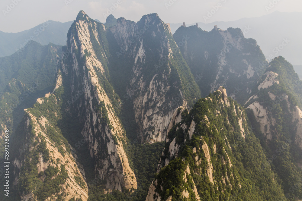 Naklejka View from the peak of Hua Shan mountain in Shaanxi province, China