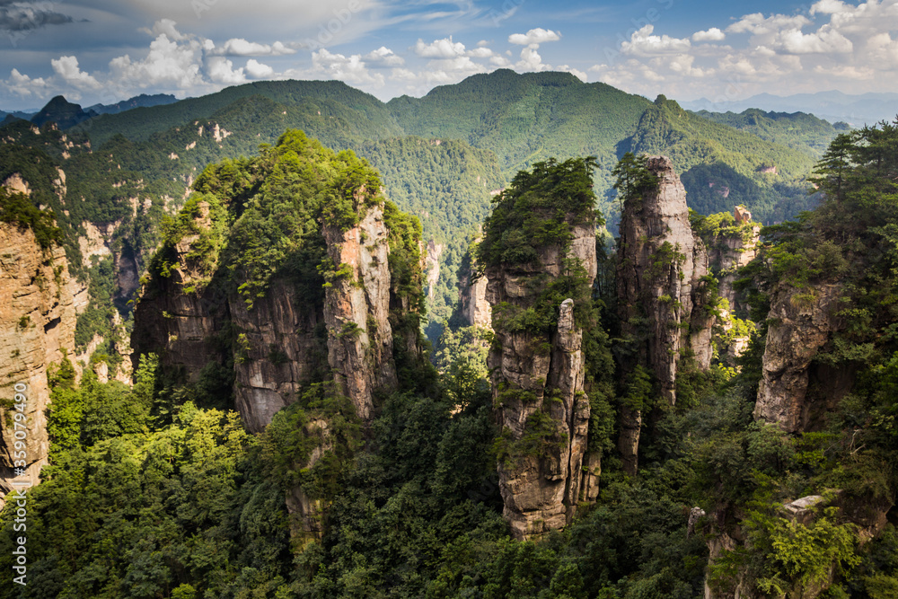 Rocky pinnacles in Zhangjiajie National Forest Park in Hunan province, China