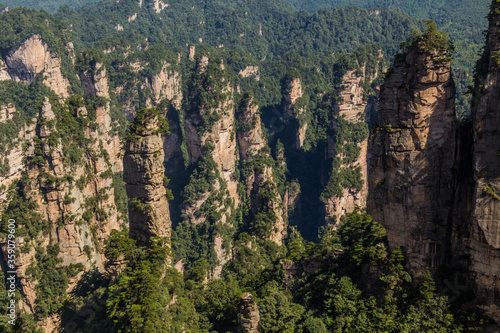 Rocky pillars in Zhangjiajie National Forest Park in Hunan province  China