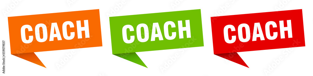 coach banner. coach speech bubble label set. coach sign coach banner. coach speech bubble label set. coach sign