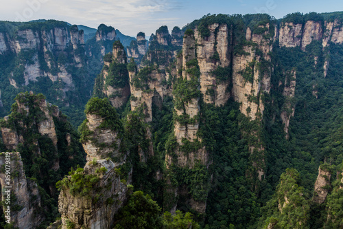 Rock formations of Wulingyuan Scenic and Historic Interest Area in Zhangjiajie National Forest Park in Hunan province  China