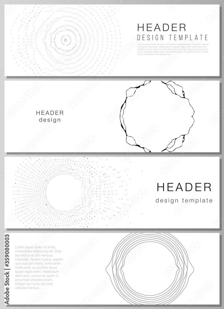 The minimalistic vector illustration of the editable layout of headers, banner design templates. Trendy modern science or technology background with dynamic particles. Cyberspace grid. The minimalistic vector illustration of the editable layout of headers, banner design templates. Trendy modern science or technology background with dynamic particles. Cyberspace grid.