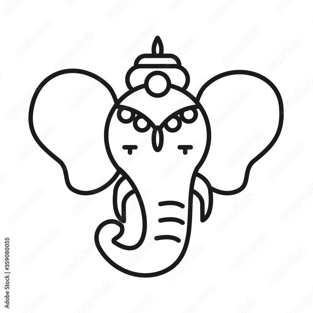 Fototapeta premium Indian elephant line style icon vector design