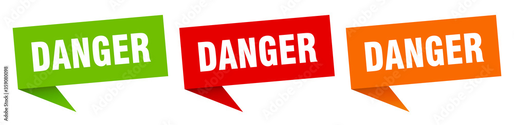 danger banner. danger speech bubble label set. danger sign danger banner. danger speech bubble label set. danger sign