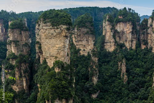 Rocky landscape of Wulingyuan Scenic and Historic Interest Area in Zhangjiajie National Forest Park in Hunan province, China