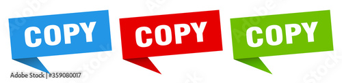 copy banner. copy speech bubble label set. copy sign