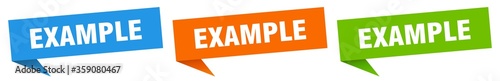 example banner. example speech bubble label set. example sign