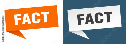 fact banner. fact speech bubble label set. fact sign