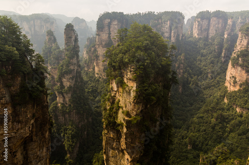 Rock pillars in Wulingyuan Scenic and Historic Interest Area in Zhangjiajie National Forest Park in Hunan province, China