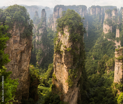 Rock pillars in Wulingyuan Scenic and Historic Interest Area in Zhangjiajie National Forest Park in Hunan province  China
