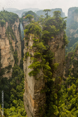 Natural rock bridge in Wulingyuan Scenic and Historic Interest Area in Zhangjiajie National Forest Park in Hunan province, China