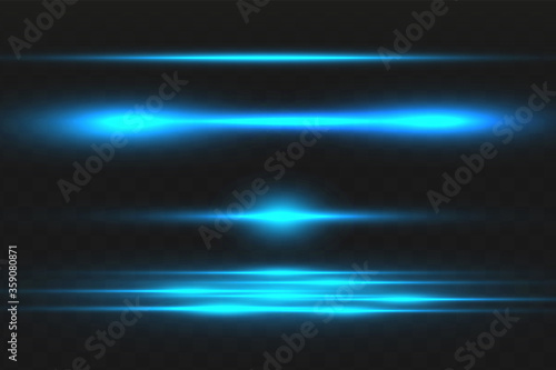 Abstract blue laser beam. Transparent isolated on black background. Vector illustration.the lighting effect.floodlight directional