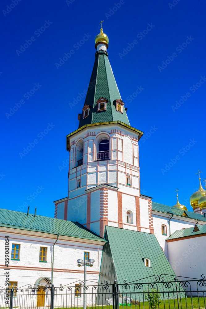Obraz premium It's Part of the Valday Iversky Monastery, a Russian Orthodox monastery founded by Patriarch Nikon in 1653. Lake Valdayskoye in Valdaysky District of Novgorod Oblast, Russia,