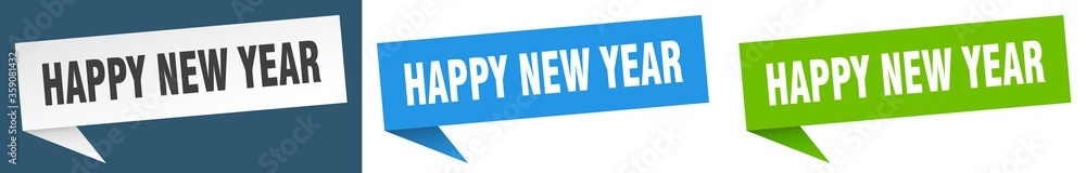 happy new year banner. happy new year speech bubble label set. happy new year sign happy new year banner. happy new year speech bubble label set. happy new year sign