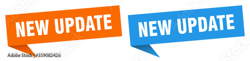 new update banner. new update speech bubble label set. new update sign