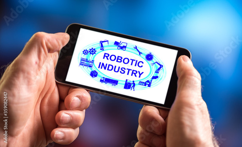 Robotic industry concept on a smartphone