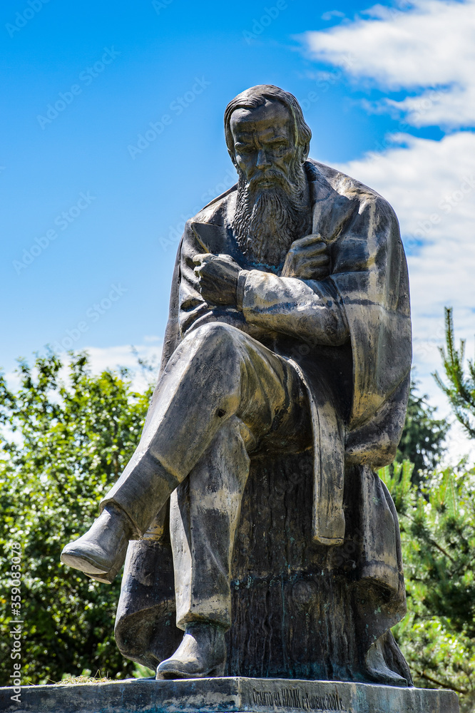 It's Monument to a famous Russian writer Fedor Dostoyevskiy, Staraya Russa, a town in Novgorod District, Russia