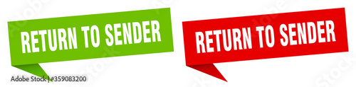 return to sender banner. return to sender speech bubble label set. return to sender sign