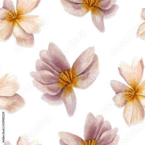 Pattern of flowers in watercolor