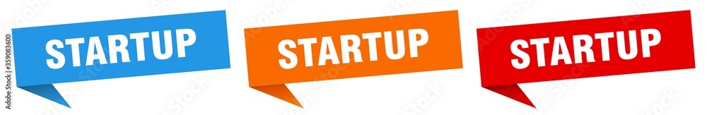 startup banner. startup speech bubble label set. startup sign startup banner. startup speech bubble label set. startup sign