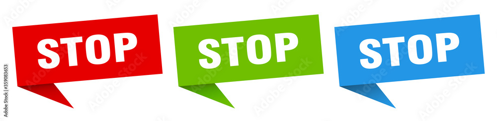 stop banner. stop speech bubble label set. stop sign stop banner. stop speech bubble label set. stop sign