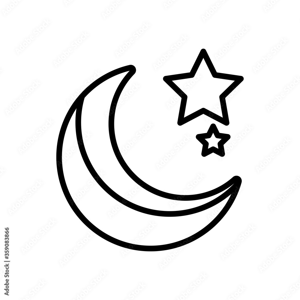 moon night with star line style icon moon night with star line style icon