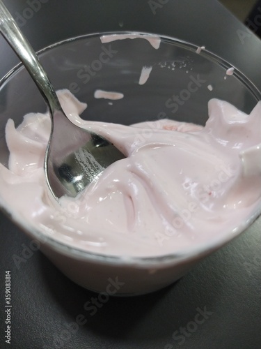 yogurt with spoon